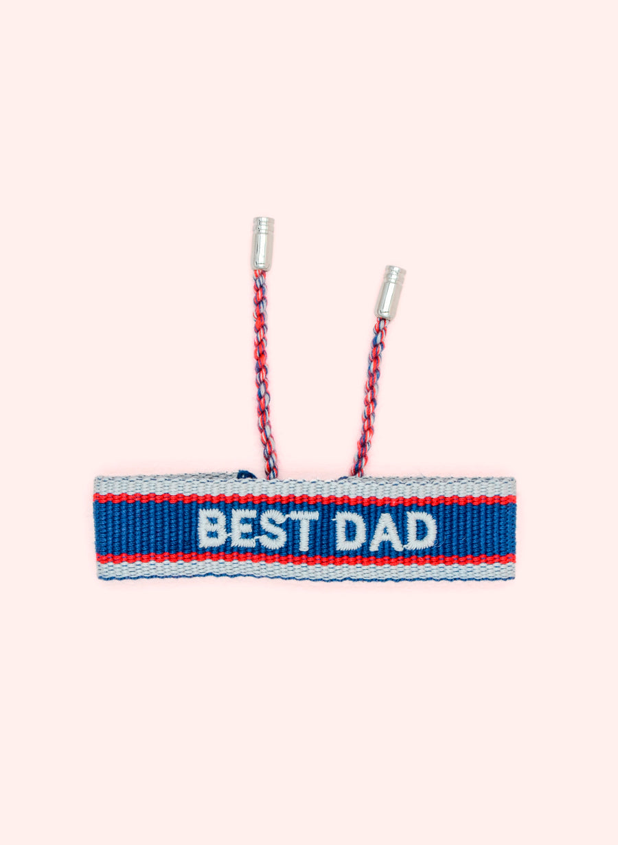 Best Dad Bracelet • Woven Blue & Red