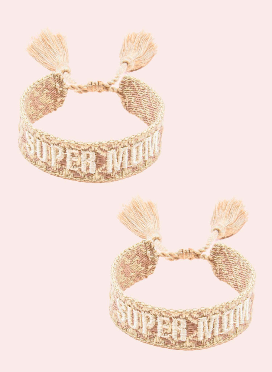 Super Mom Bracelet Duo • Woven Beige