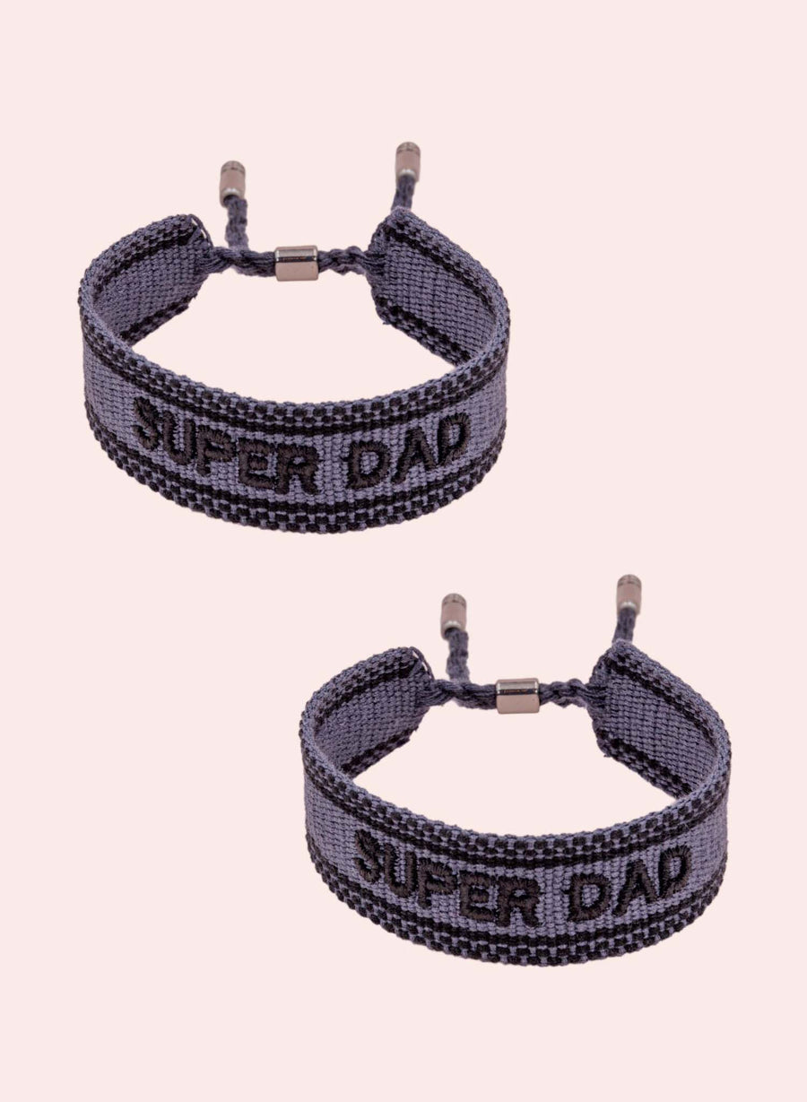 Duo de bracelets Super Dad - Gris tissé