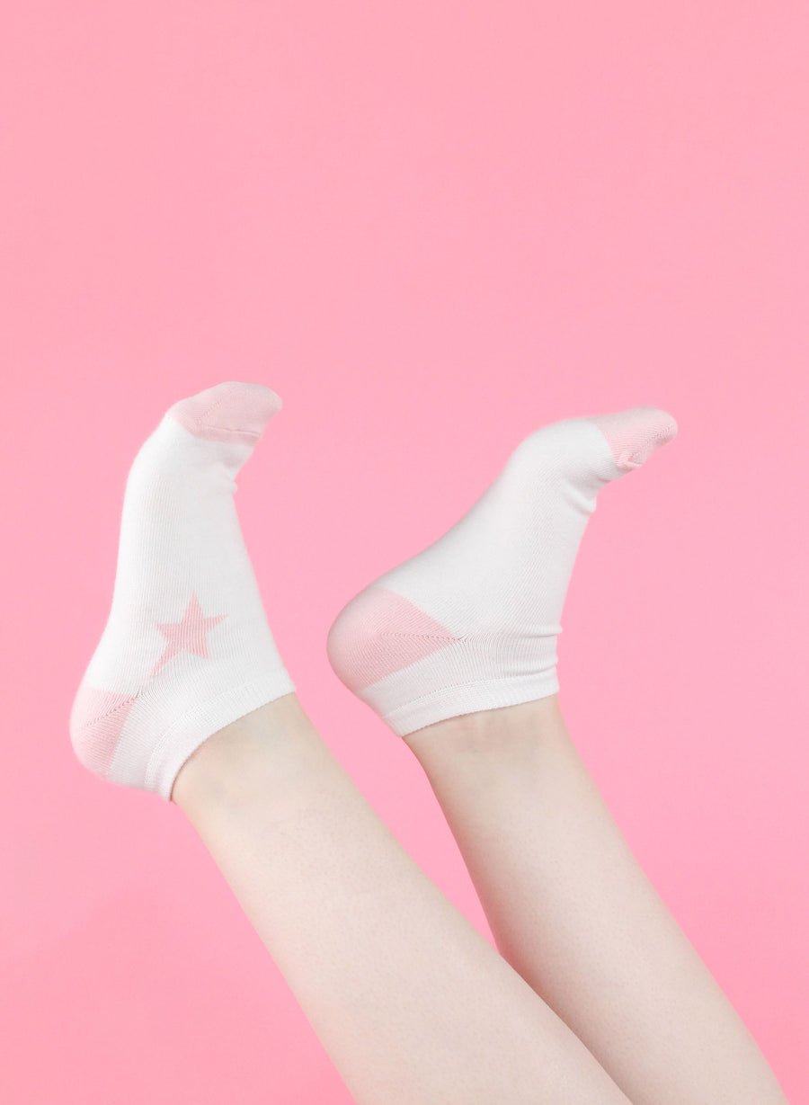 Star Socks • White & Pink
