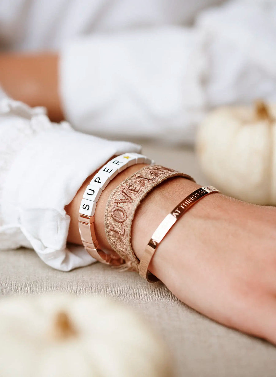 Rose gold-plated half bangle bracelet with medal - L'Atelier d'Amaya