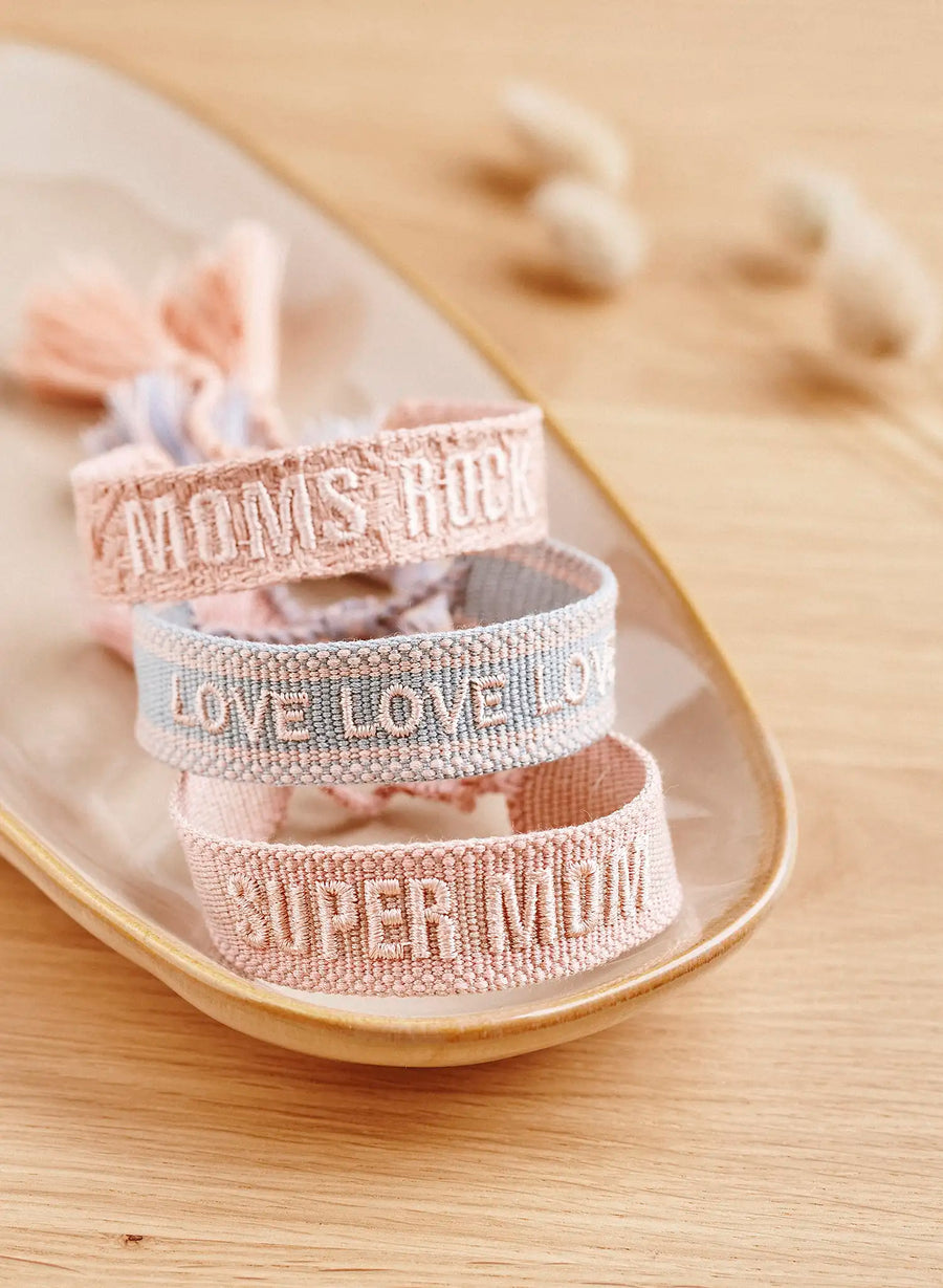 Moms Rock Bracelet • Woven Pink