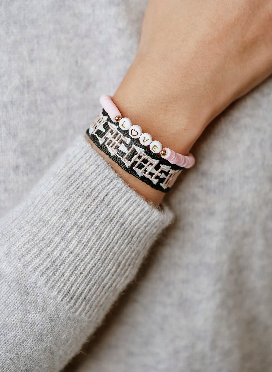 Enjoy the Little Things Bracelet • Woven Black & Pink