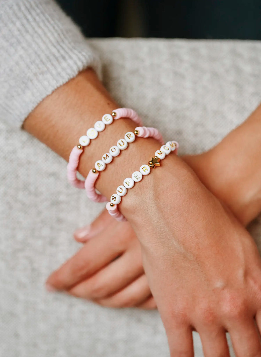 Amour • Bracelet de perles Rose