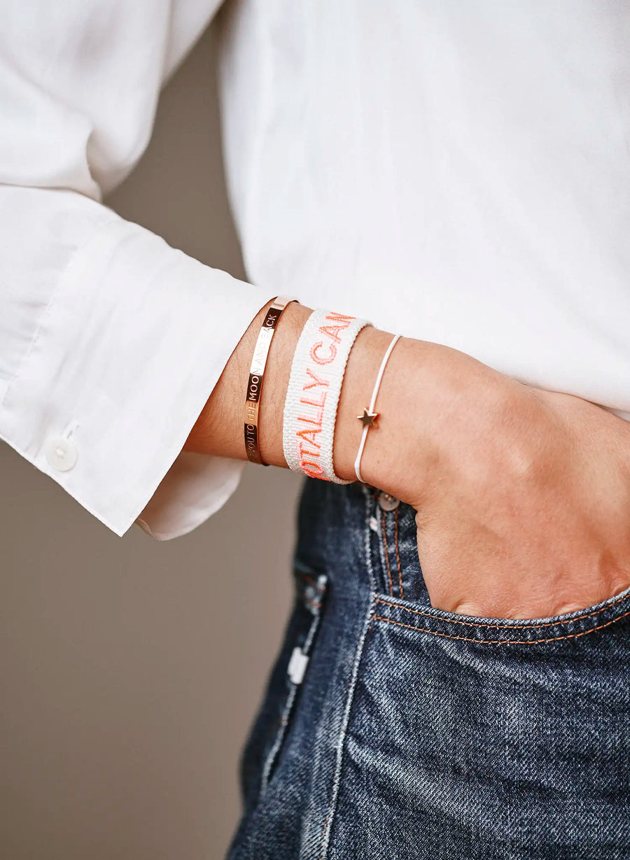 I Totally Can Bracelet • Woven White & Pink
