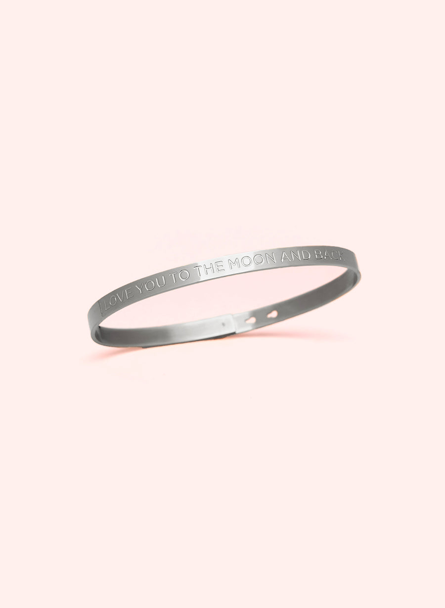 I Love you to the Moon and back Armband • Zilver