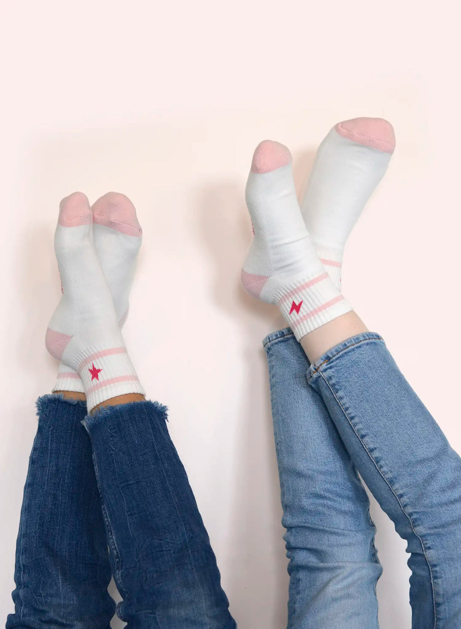 We Rock Socken - Weiß & Rosa