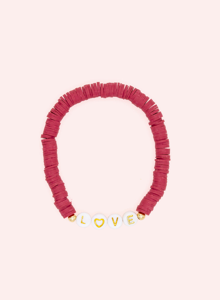 Amour • Bracelet de perles Bordeaux