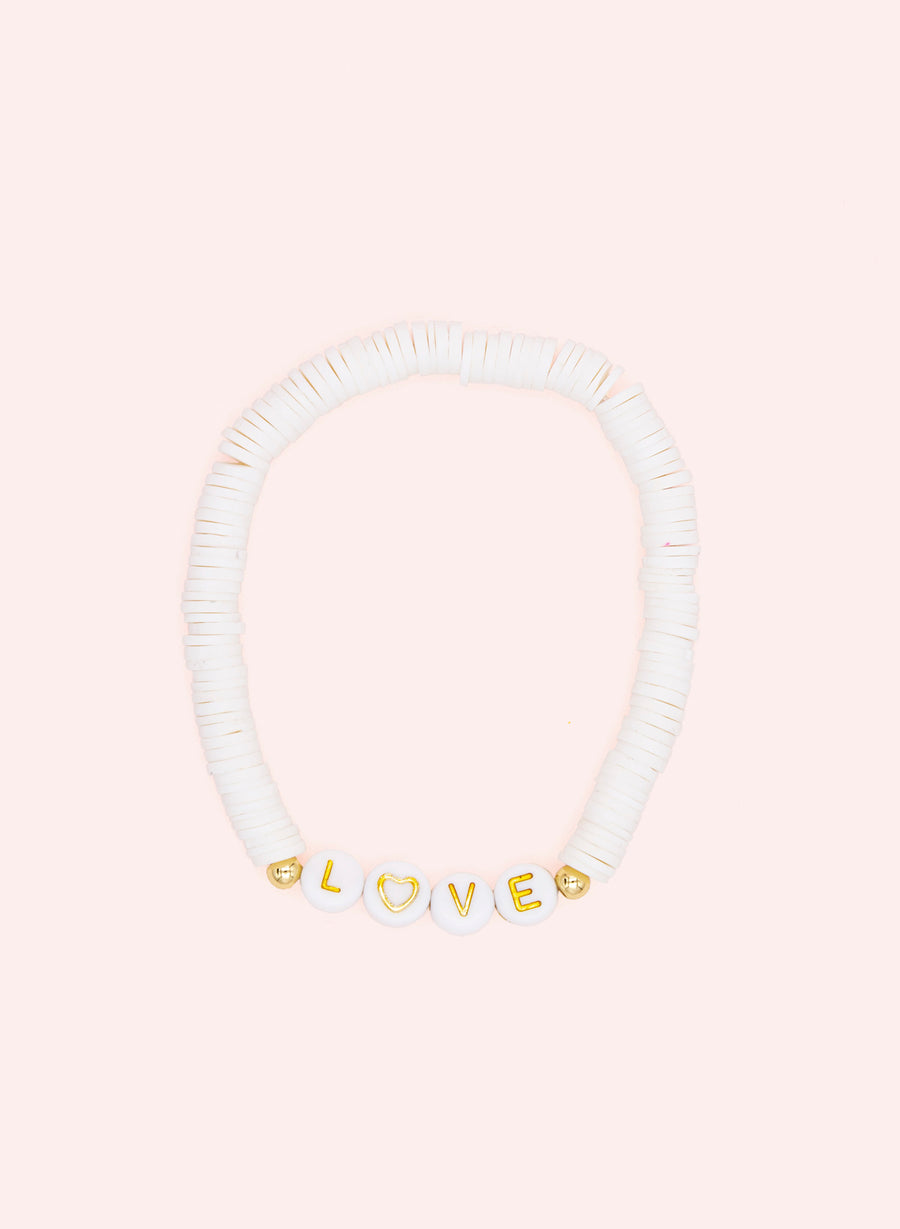 Perlenarmband Love • Weiß