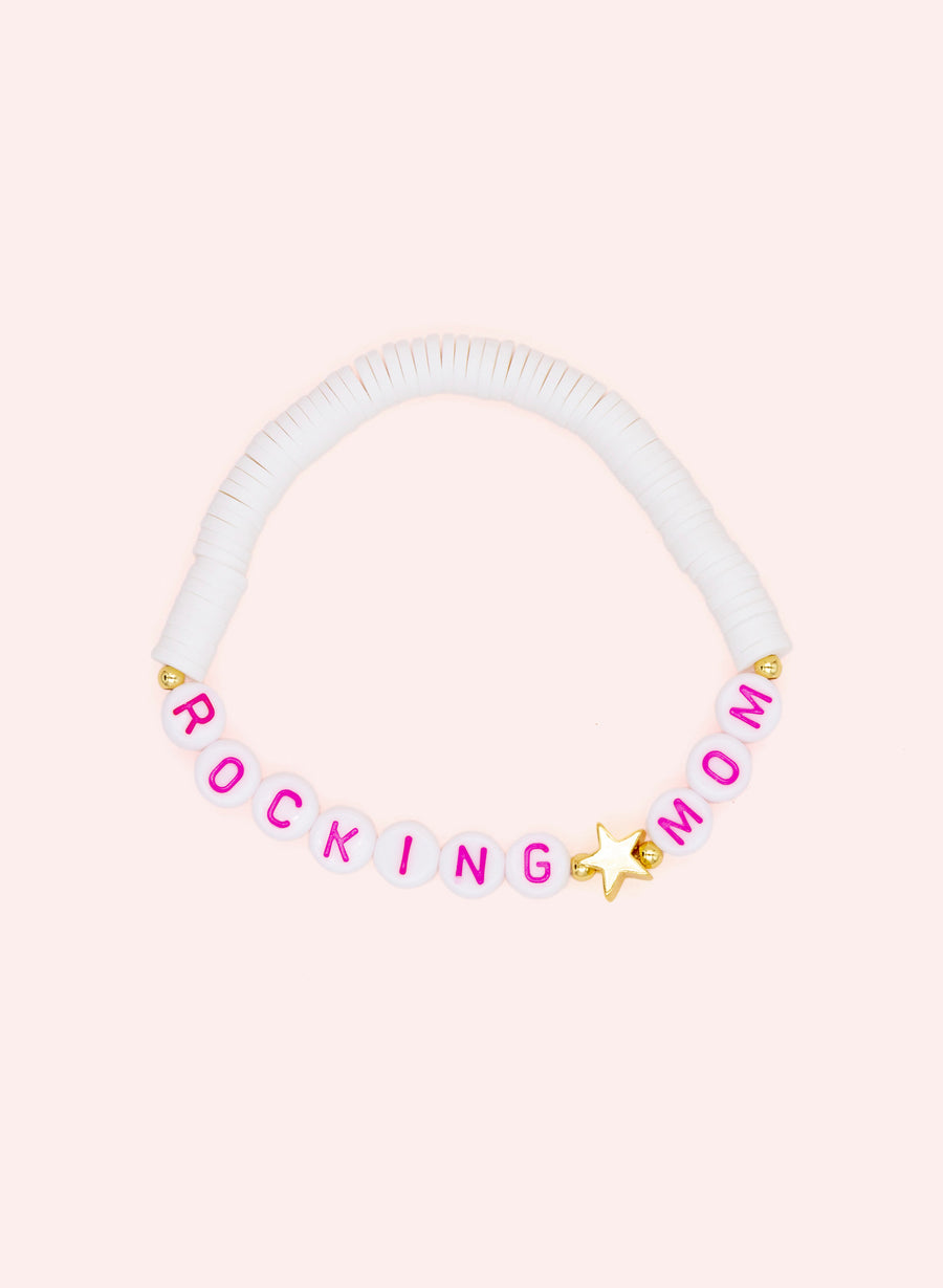 Pearl Bracelet Rocking Mom • White & Pink