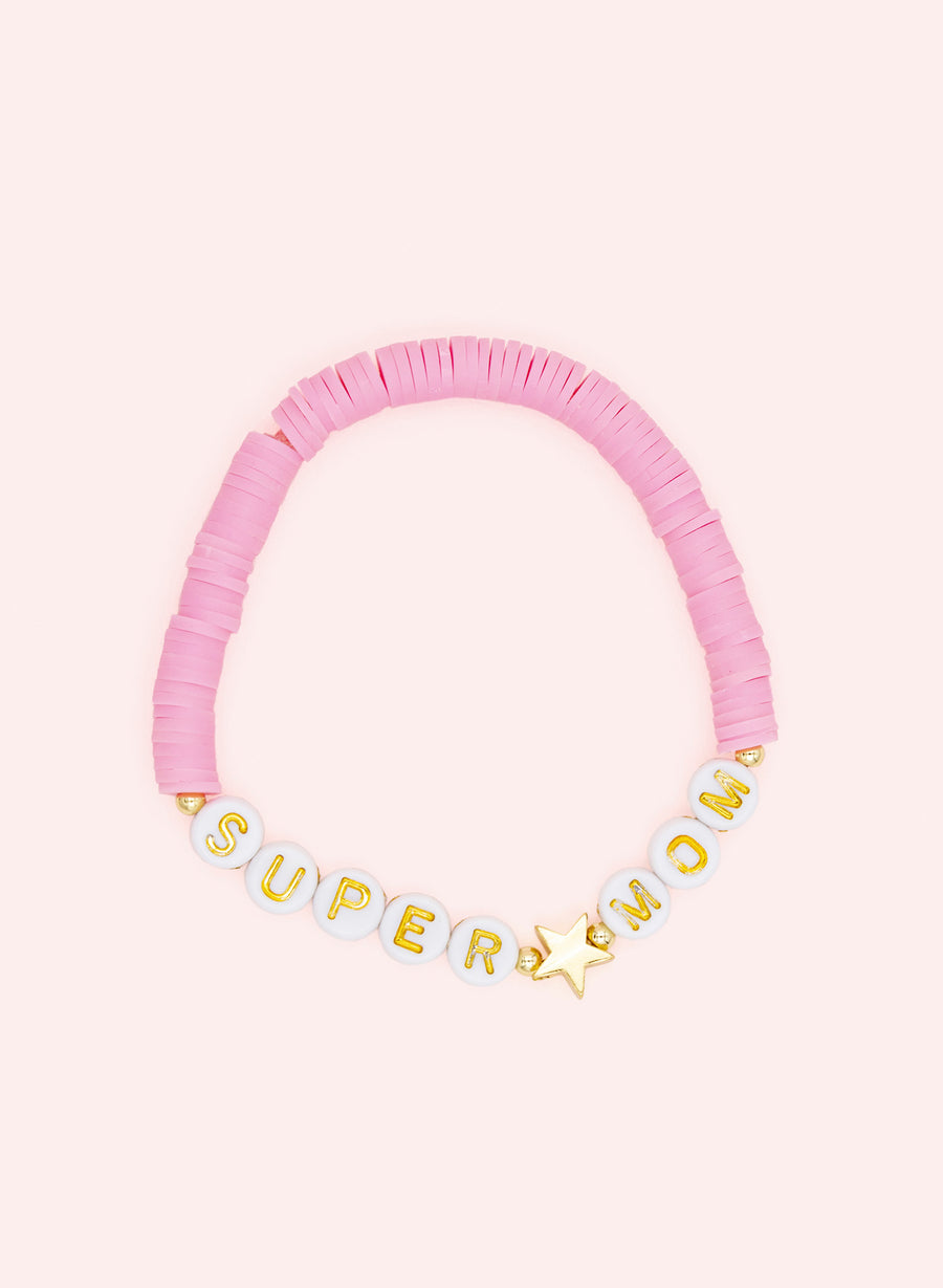 Pearl Bracelet Super Mom • Pink & Gold