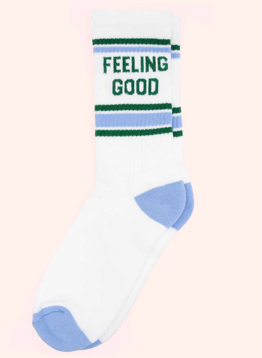 Good Vibes / Feeling Good Socks • White & Blue & Green