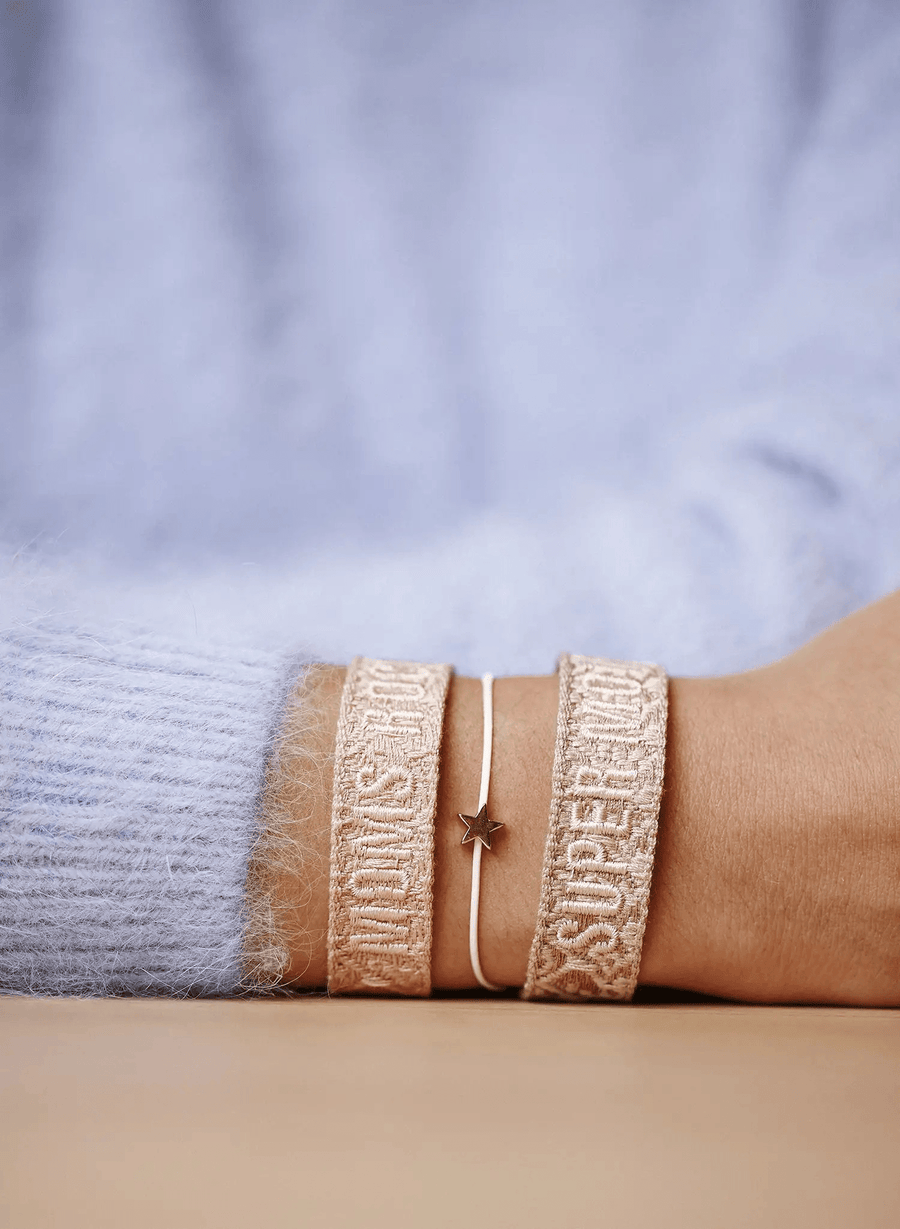 Super Mom Armband Duo - Woven Beige