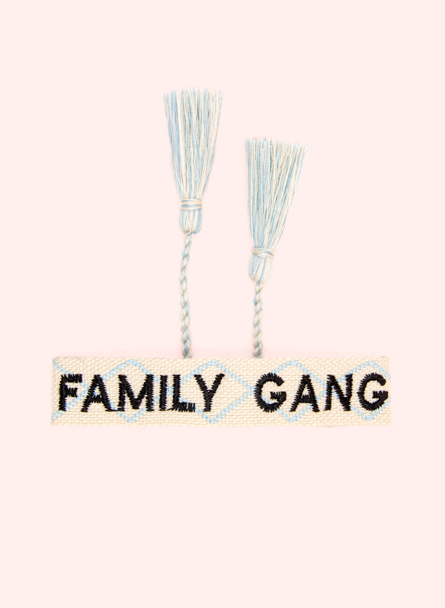 Family Gang Bracelet • Woven White & Blue