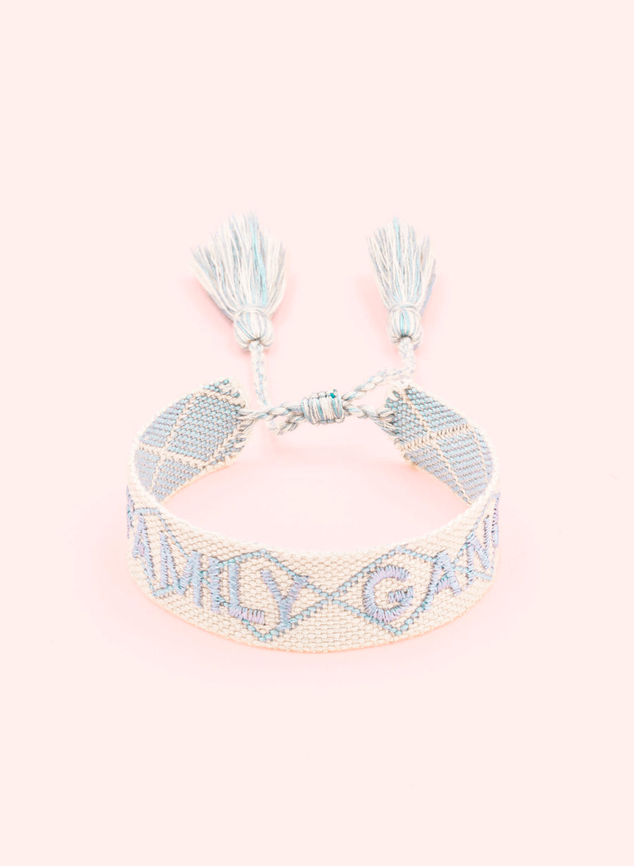 Family Gang Bracelet • Woven White & Sky Blue