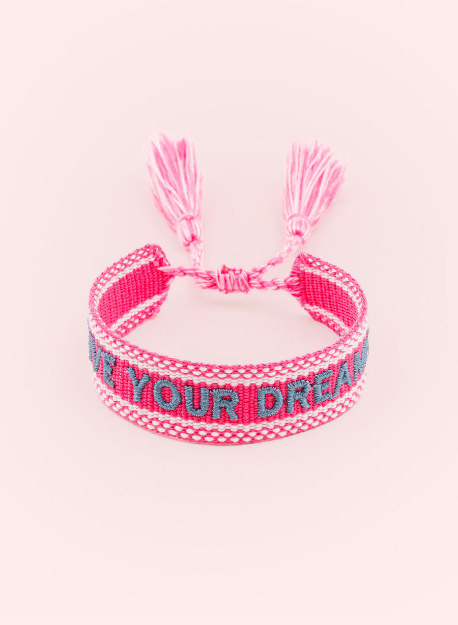 Live Your Dreams Bracelet • Woven Pink