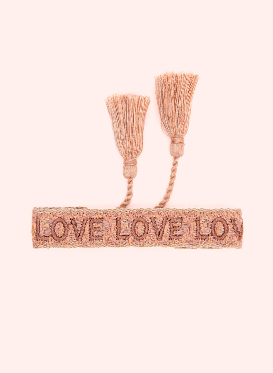 Love Love Love Armband - Geweven Lichtbruin