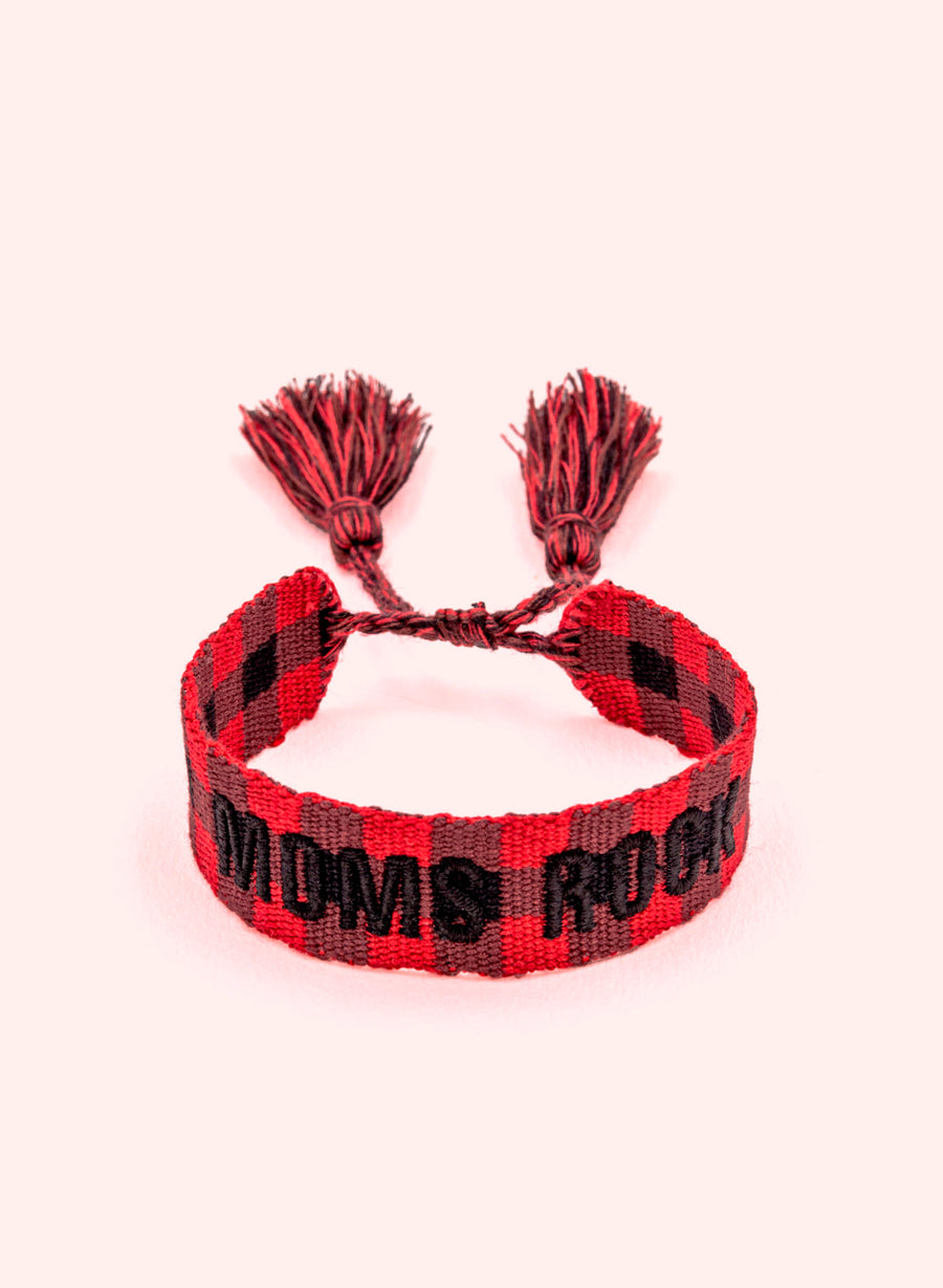 Moms Rock • Bracelet tissé Rouge & noir