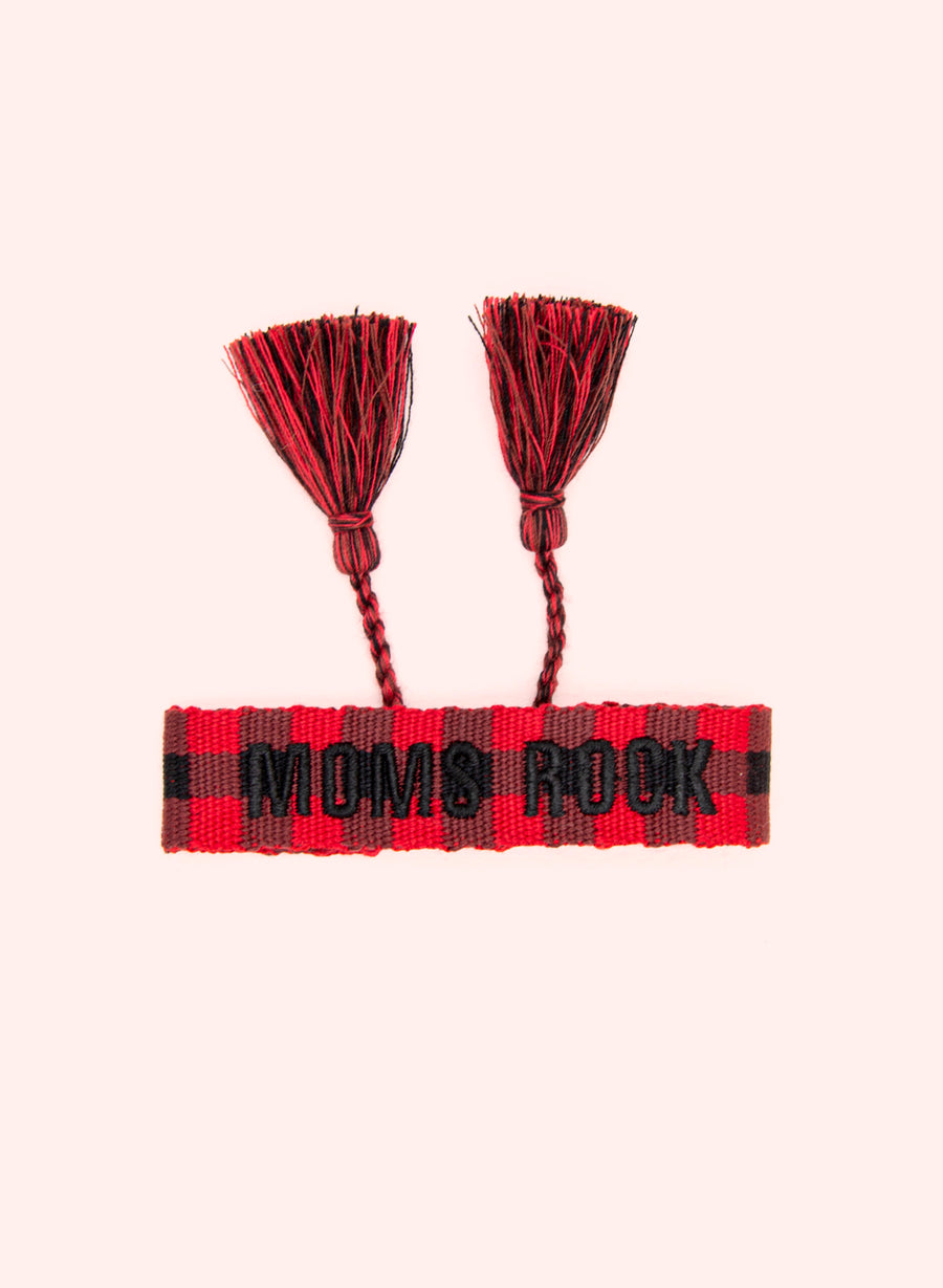 Moms Rock Armband - Geweven Rood & Zwart