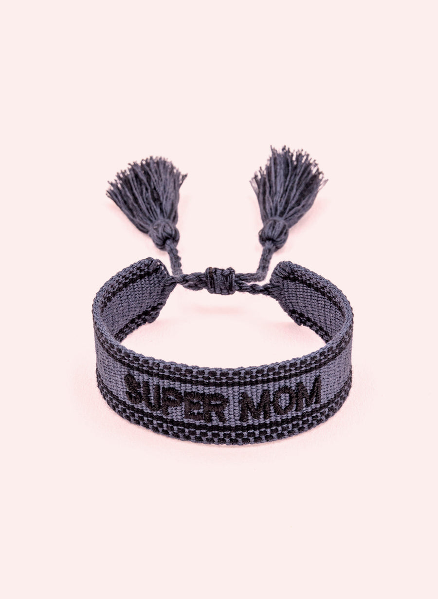 Super Mom Bracelet • Woven Blue Grey