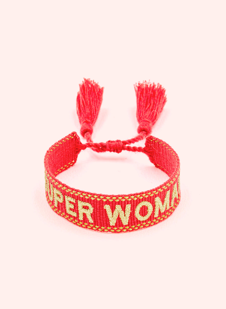 Super Woman Bracelet • Woven Red & Gold