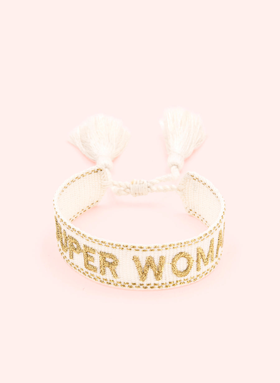 Super Woman Bracelet • Woven White & Gold